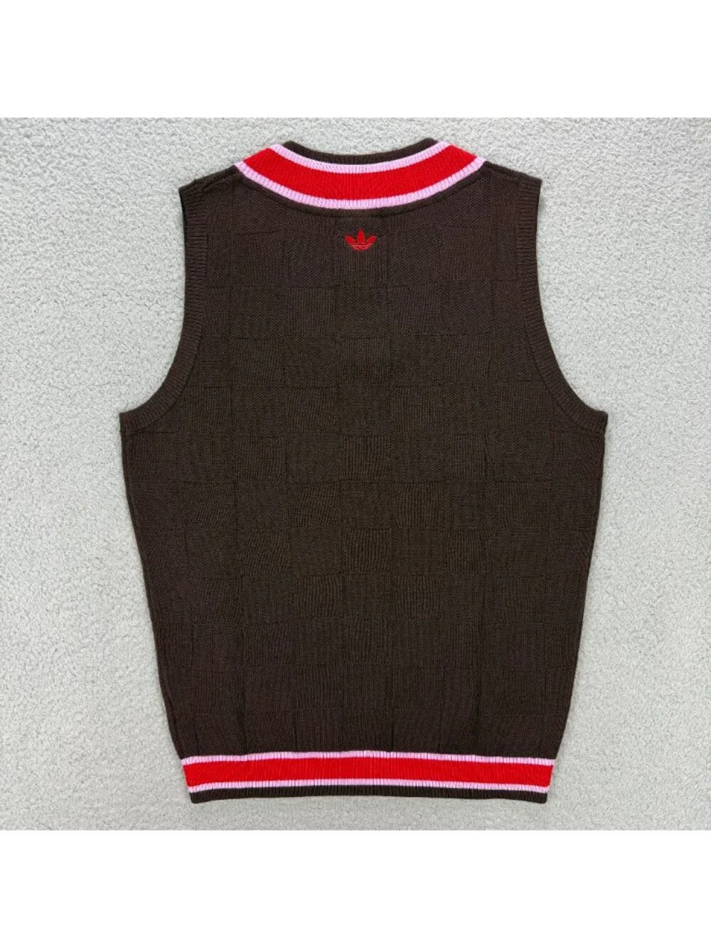 Adidas Knit Vest Men Small S Dark Brown Golf Club Wool V Neck Sweater Sweatshirt